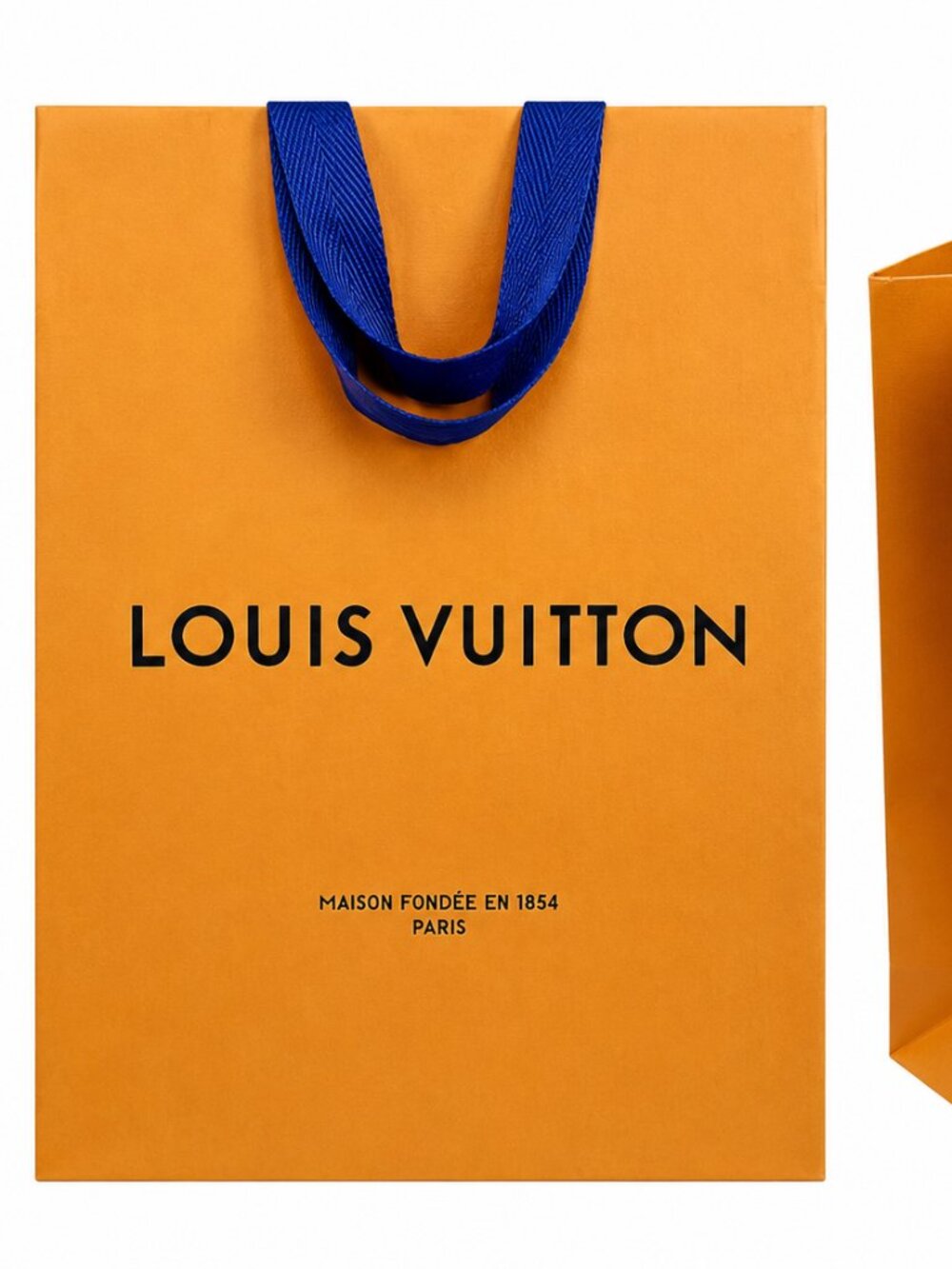 Louis Vuitton Large Shopping Gift Bag 10x14 Orange Blue Rope Handles Used